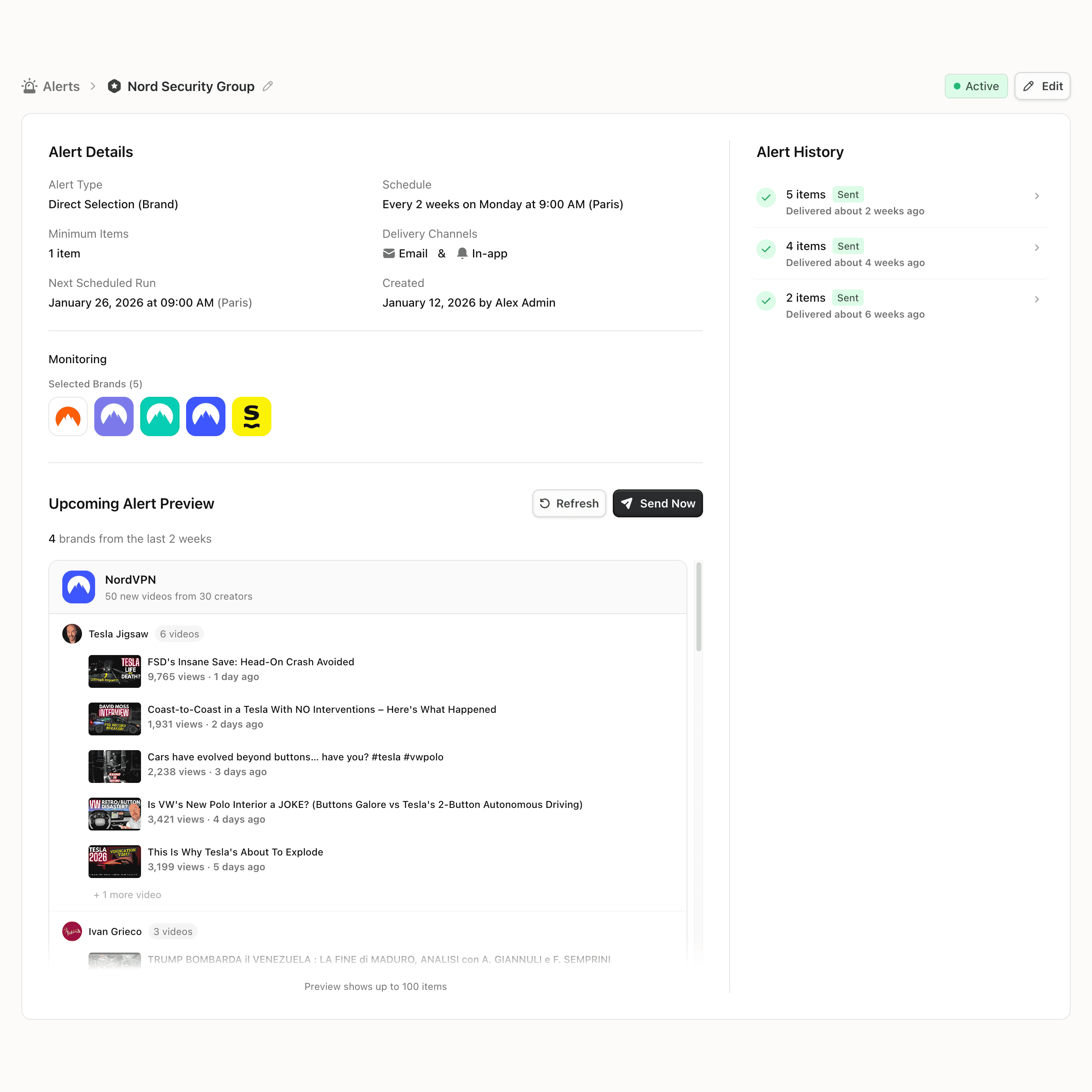 YouTube alerts monitoring