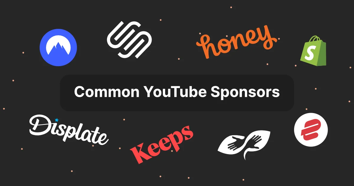 What are the 20 most common YouTube Sponsors?